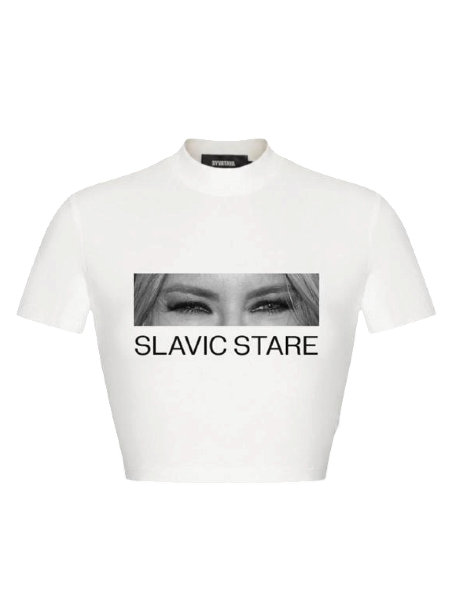Кроп футболка с принтом Slavic, молочный  - Фото 1